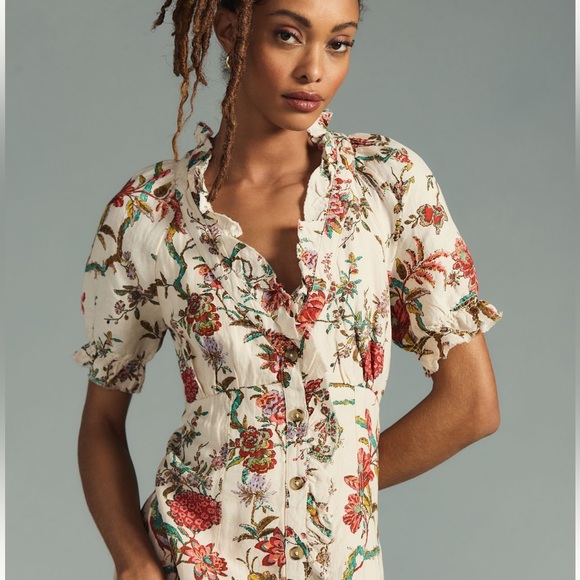 Anthropologie Pilcroe NWT ruffle collar button down dress size 2 - Picture 9 of 10